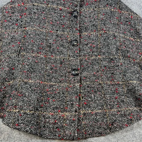 Toni T Gray Tweed Cape Jacket Size 3X Wool Alpaca Blend Button Front Poncho Coat - Picture 5 of 16